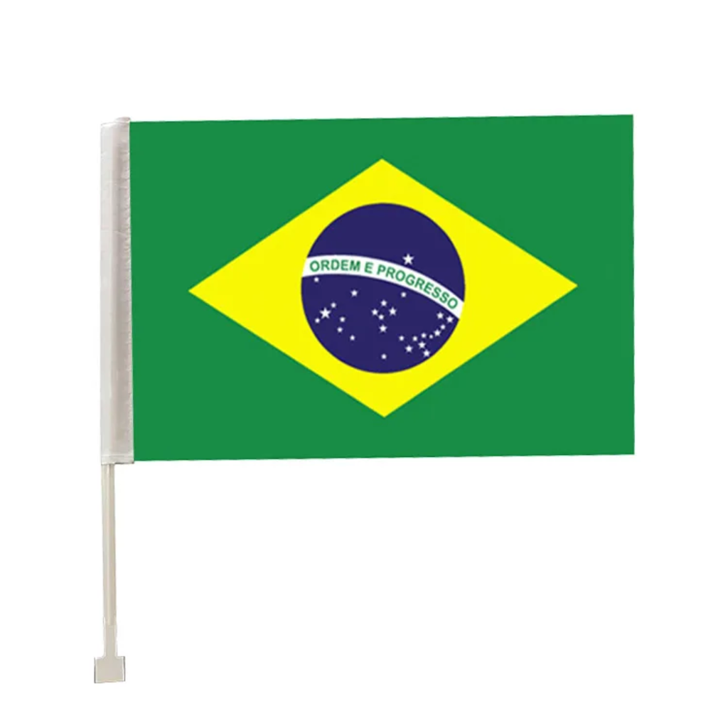 Universal Car Window Clip National Flag - Durable Polyester Country Flags with Heavy-Duty Window Mount Pole for Vehicles, Sports Events & National Days