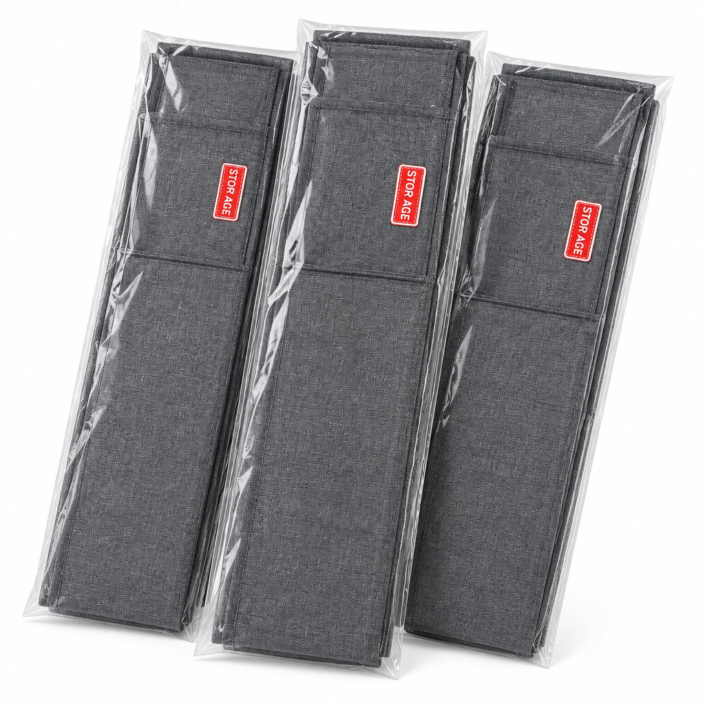 Multi-Compartment Fabric Underwear and Sock Organizer – Dark Gray Drawer Divider Box
