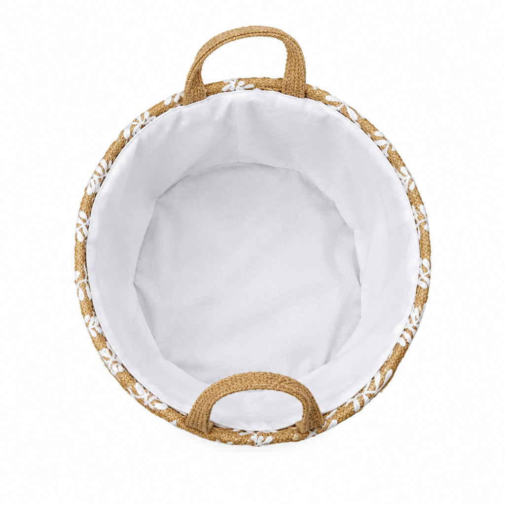 Brown Fern Leaf Print Storage Basket – Foldable Fabric Laundry and Toy Bin