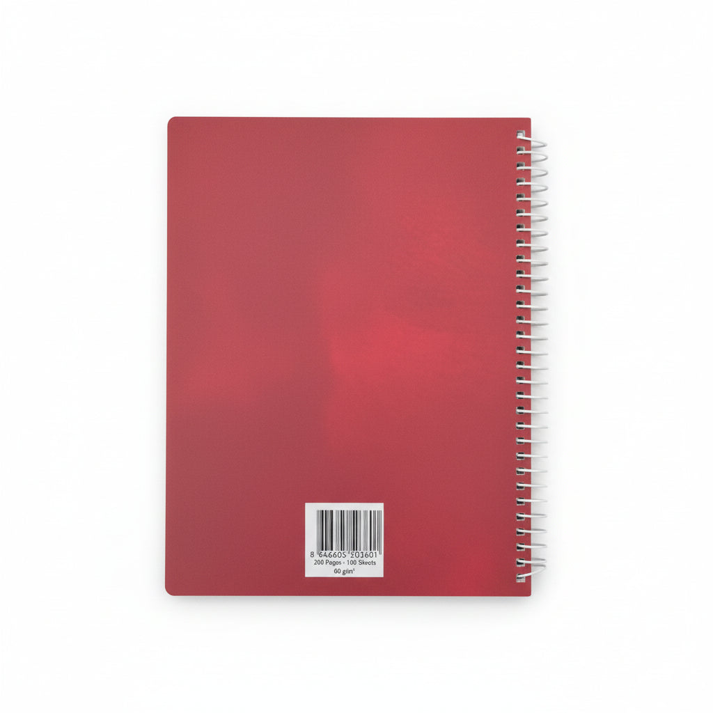 5-Subject Plastic Cover Spiral Notebook 200 pages - square lines