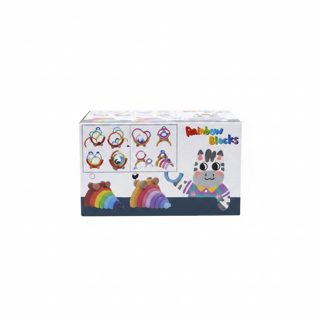 Wooden Rainbow Stacking Blocks & Nesting Arcs. Montessori Open-Ended Building Toy for Toddlers & Creative Balance Puzzles