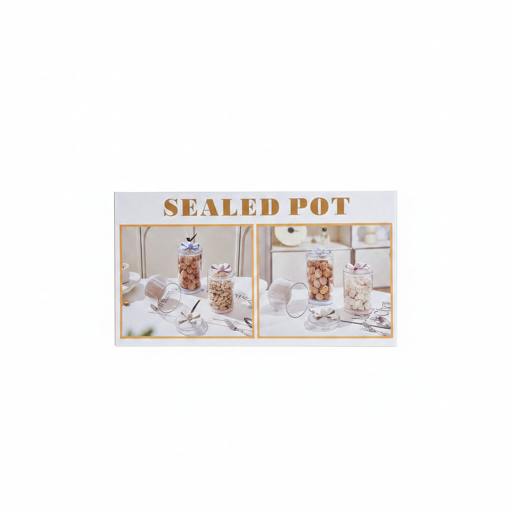 Aesthetic Airtight Sealed Storage Jar Set – Elegant Kitchen Organizer Pots for Snacks, Nuts, and Treats