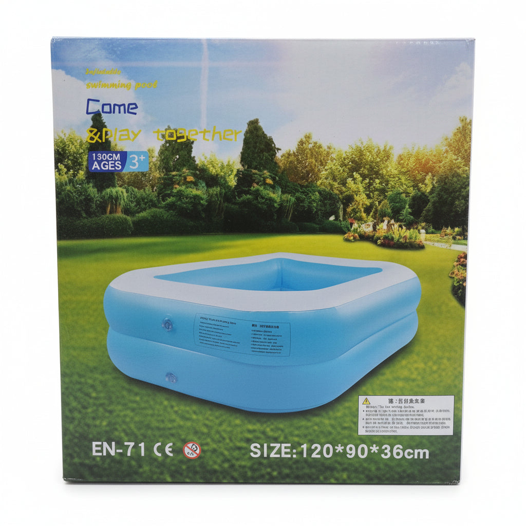 Inflatable Rectangular Swimming Pool – Backyard Kids Water Play Center 120*90*36cm
