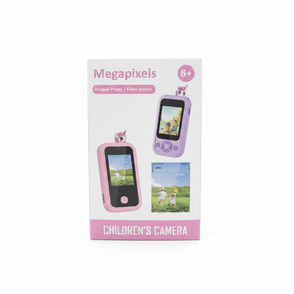 Premium Megapixels Children's Digital Camera – Dual Lens Selfie Video Camera for Kids with Creative Filter Stickers, HD Color Screen, and Shockproof Protective Shell for Ages 6+
