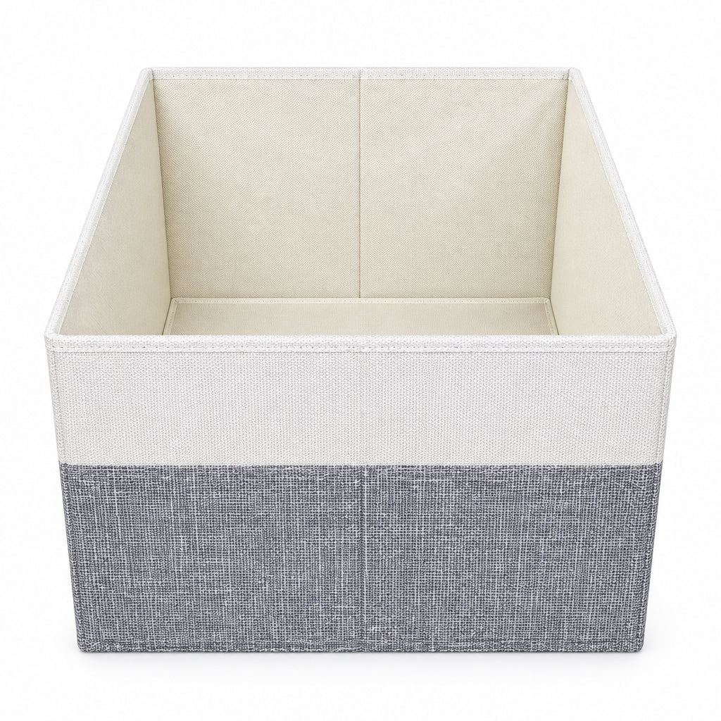 Two-Tone Fabric Storage Box with Lid – 30L Collapsible Organizer Bin
