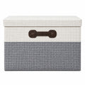 Two-Tone Fabric Storage Box with Lid – 30L Collapsible Organizer Bin