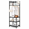 3-in-1 Multi-Functional Corner Coat Rack – Space-Saving 2-Tier Storage Shelves & Hanging Rail
