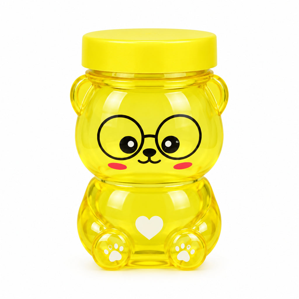 Cute Bear Mini Slime Container – Glitter Slime Toy in Animal Jar