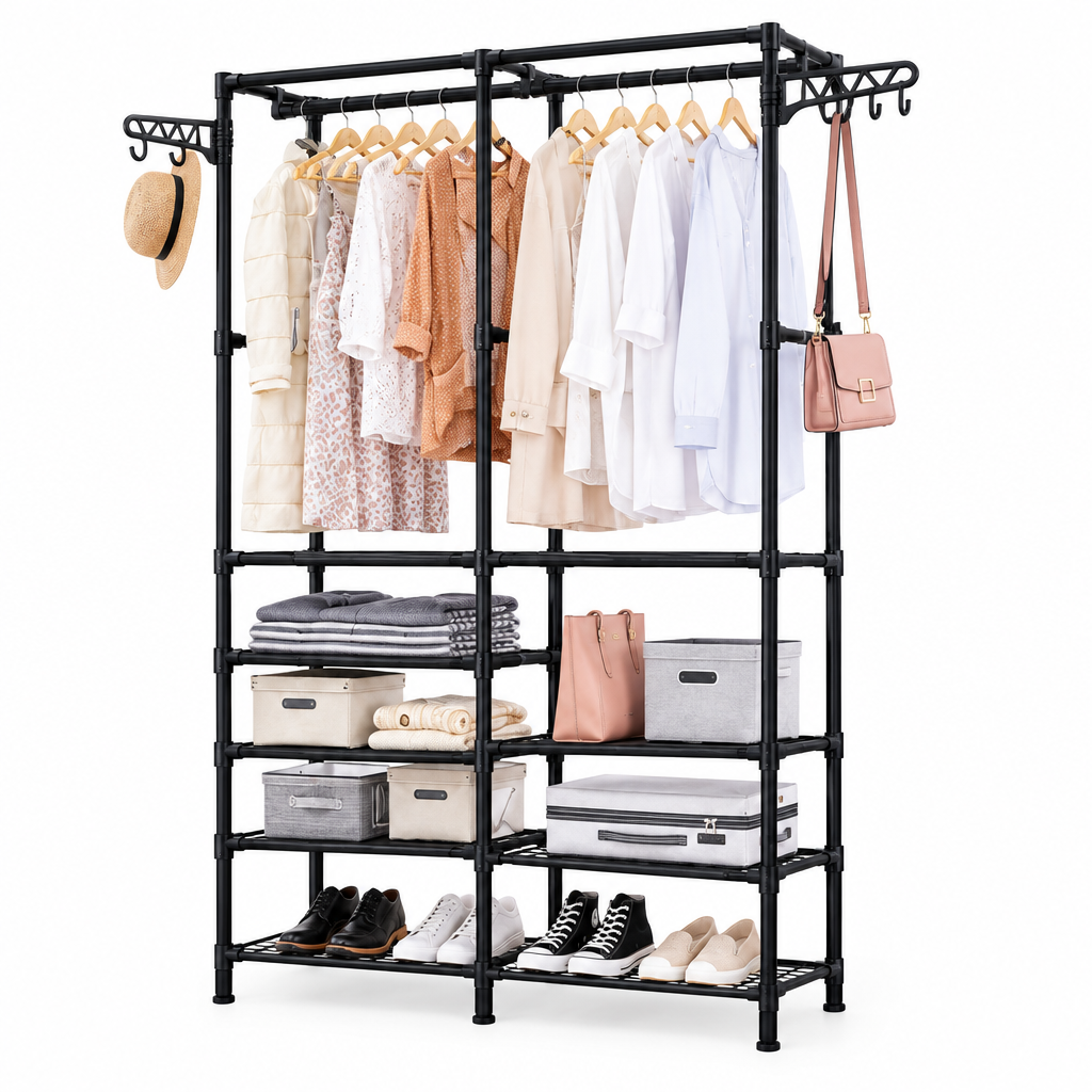 Walking Wardrobe – Multifunctional Clothes and Hats Integrated Rack (107x36x173cm)