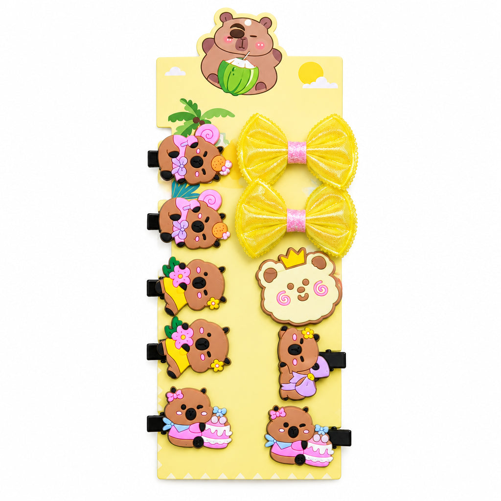 Cute Cartoon Hair Clip Set – Assorted Character Hairpins and Bows
