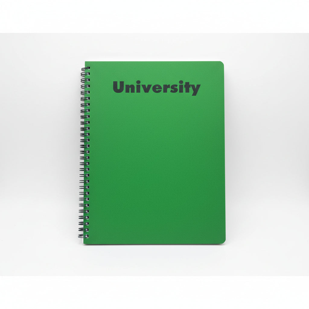 University Cartoon Cover Grid Double Spiral Notebook 144 Pages - square lines