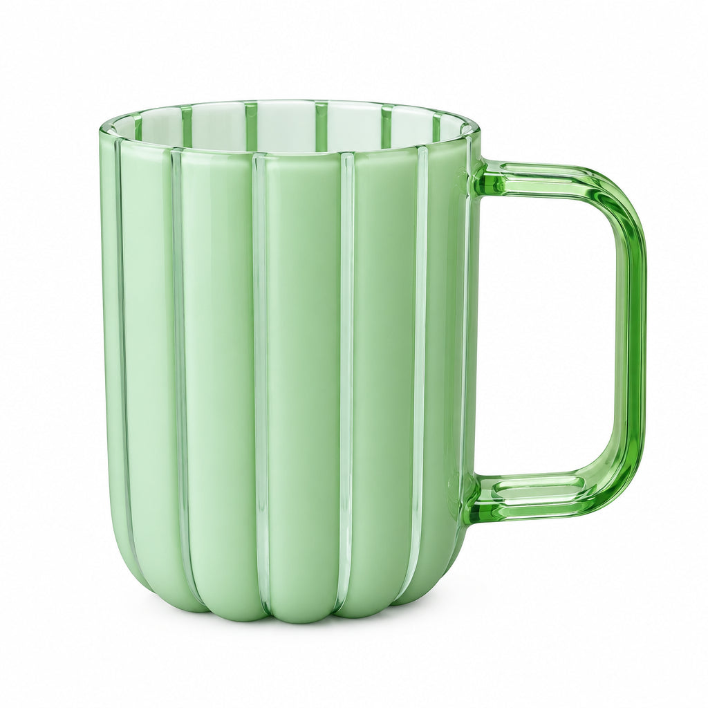 Premium Fluted Tooth Glass - Luxury Dual-Color Bathroom Tumbler Mug with Integrated Geometric Handle, Heat-Resistant Toothbrush Rinsing & Mouthwash Cup