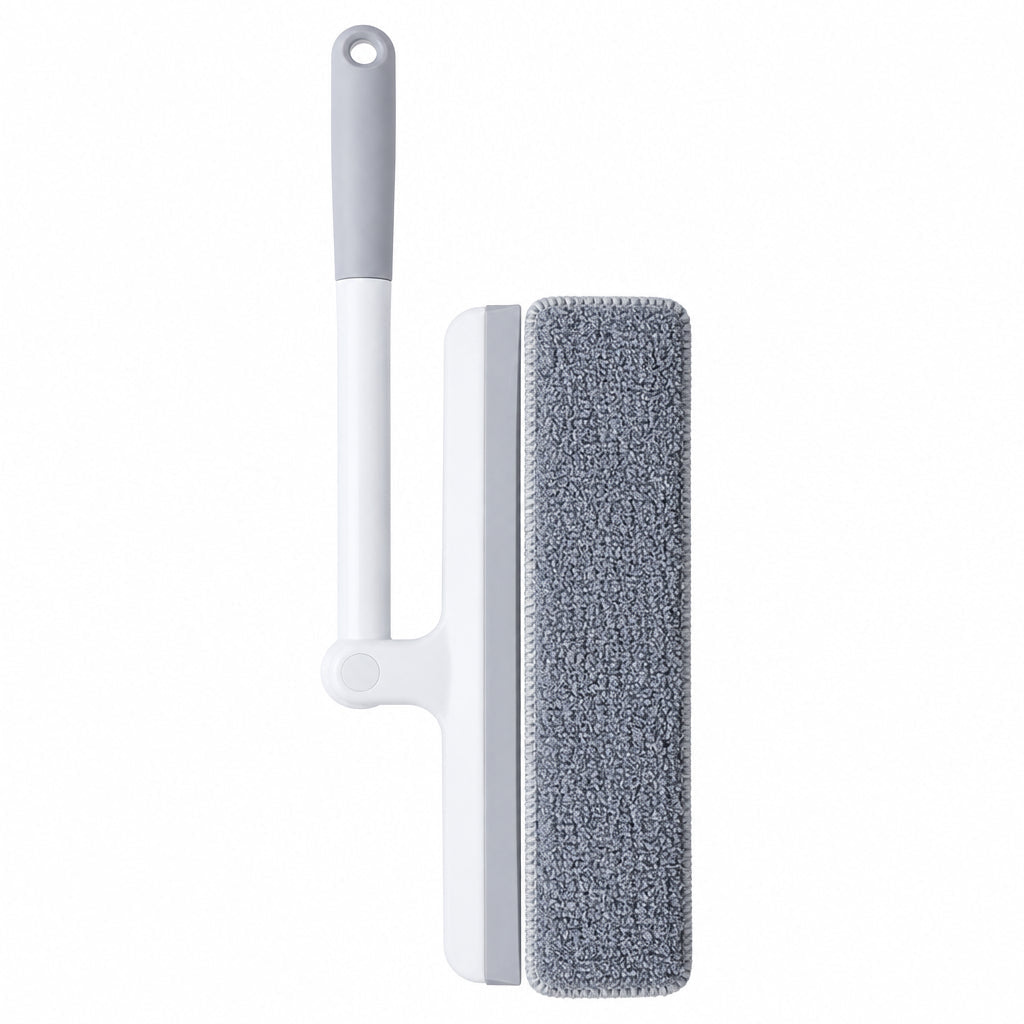 2-in-1 Rotatable Window Cleaner – Microfiber Scrubber and Rubber Squeegee