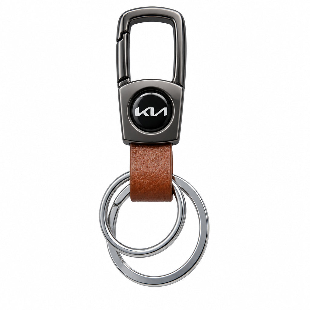 Cars Logo Metal and Leather Keychain – Premium Car Key Ring Holder