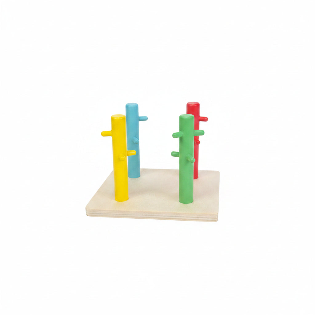 Educational Wooden Geometric Stacker Puzzle - Colorful Sorting & Stacking Toy for Fine Motor Skills & Color Recognition