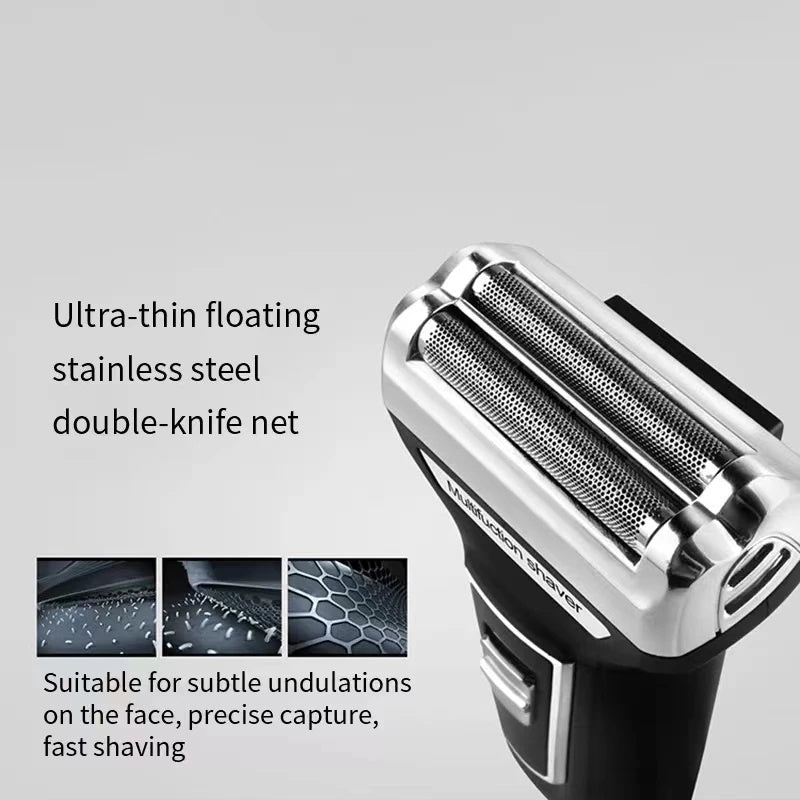 Kemei KM-6558 3-in-1 Professional Electric Hair Clipper & Grooming Kit - Multifunctional Shaver, Nose Trimmer, and Barber Head