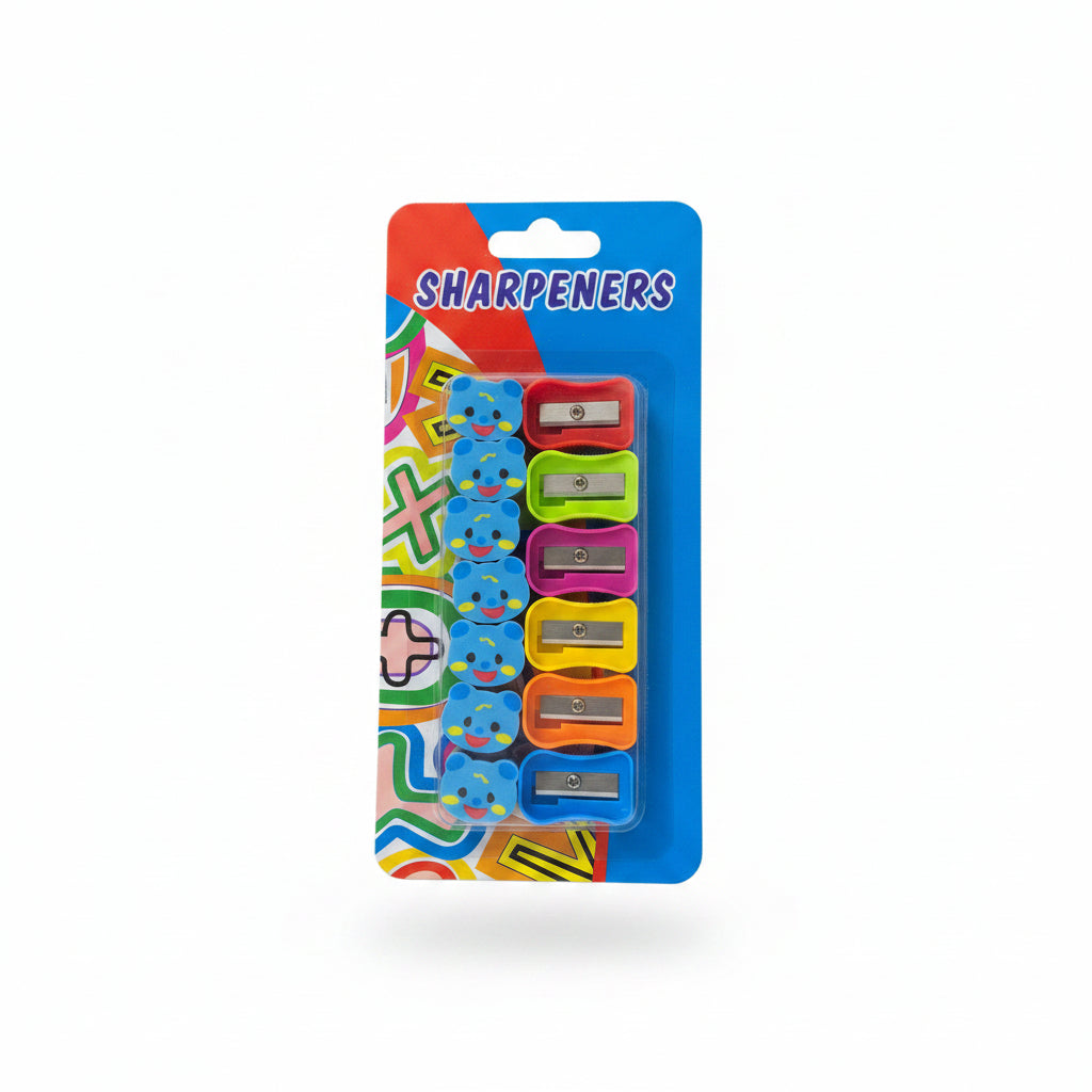 Colorful Cartoon Pencil Sharpener & Eraser Set – Assorted Pack