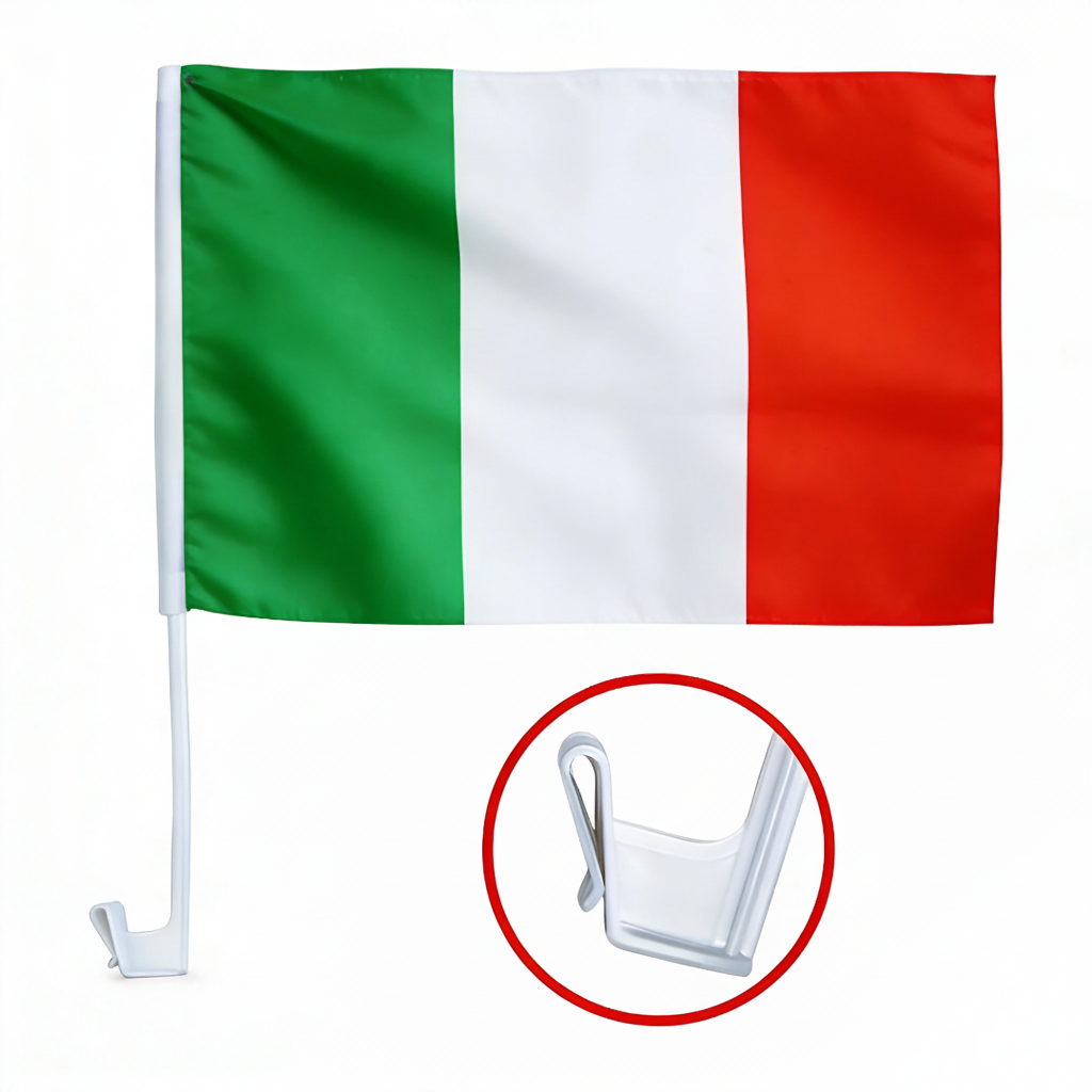 Universal Car Window Clip National Flag - Durable Polyester Country Flags with Heavy-Duty Window Mount Pole for Vehicles, Sports Events & National Days