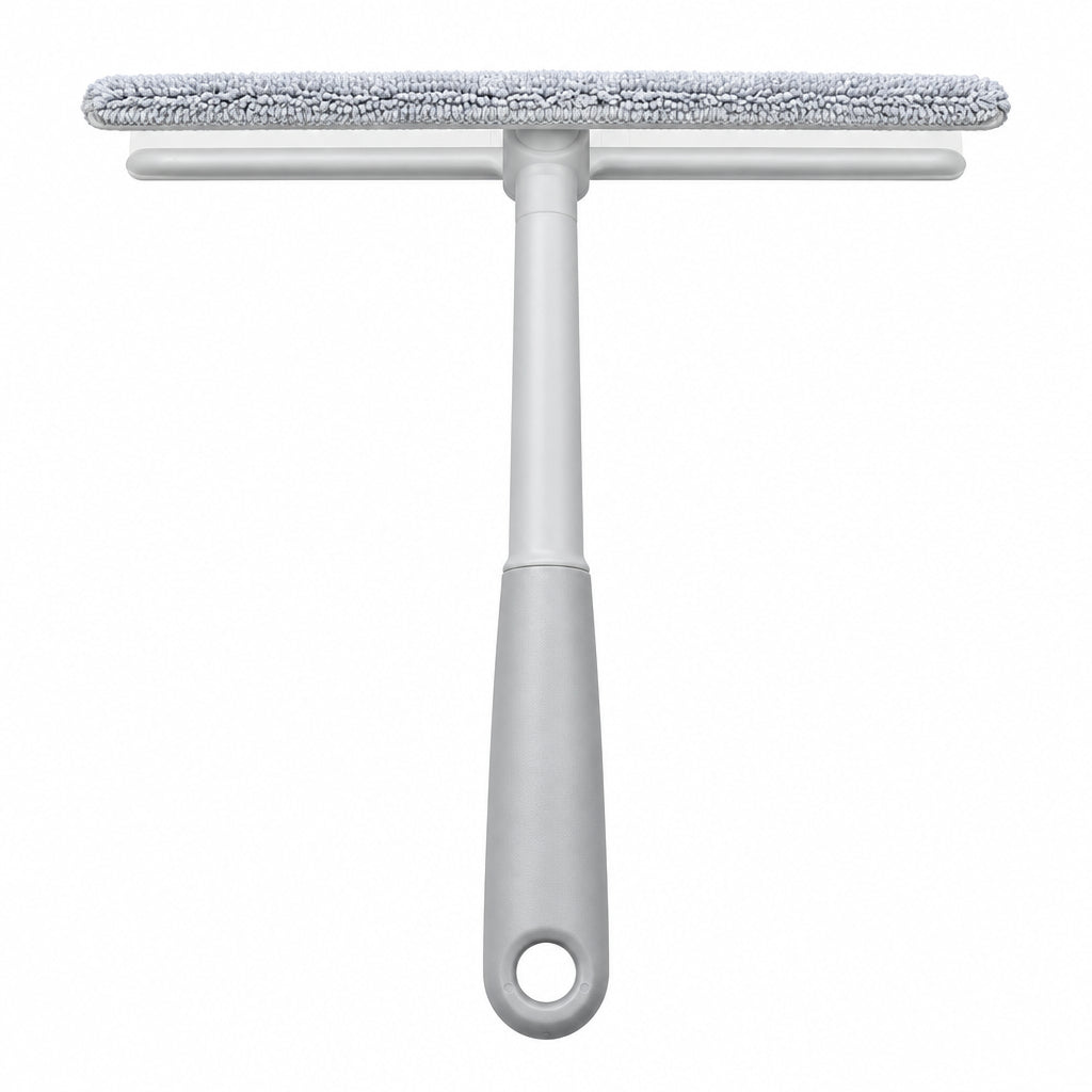 2-in-1 Rotatable Window Cleaner – Microfiber Scrubber and Rubber Squeegee