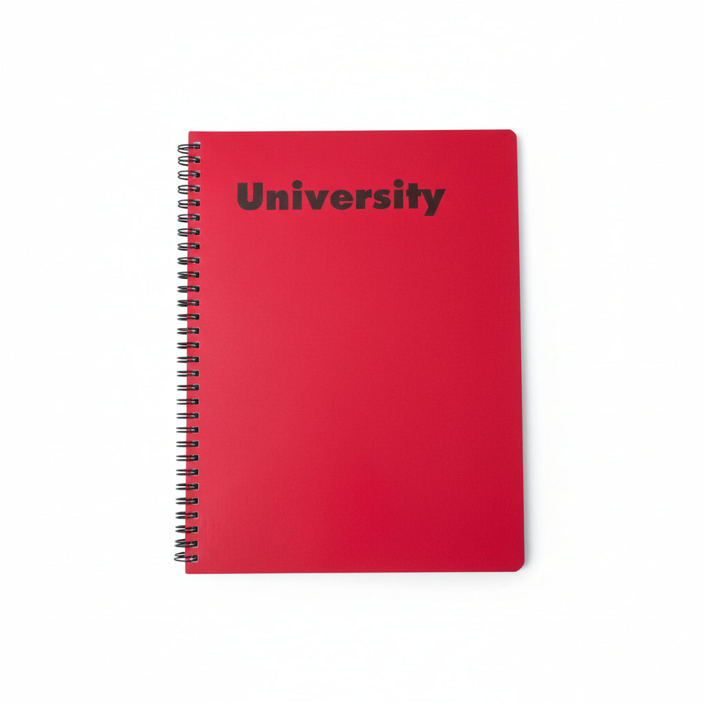 University Cartoon Cover Grid Double Spiral Notebook 144 Pages - square lines