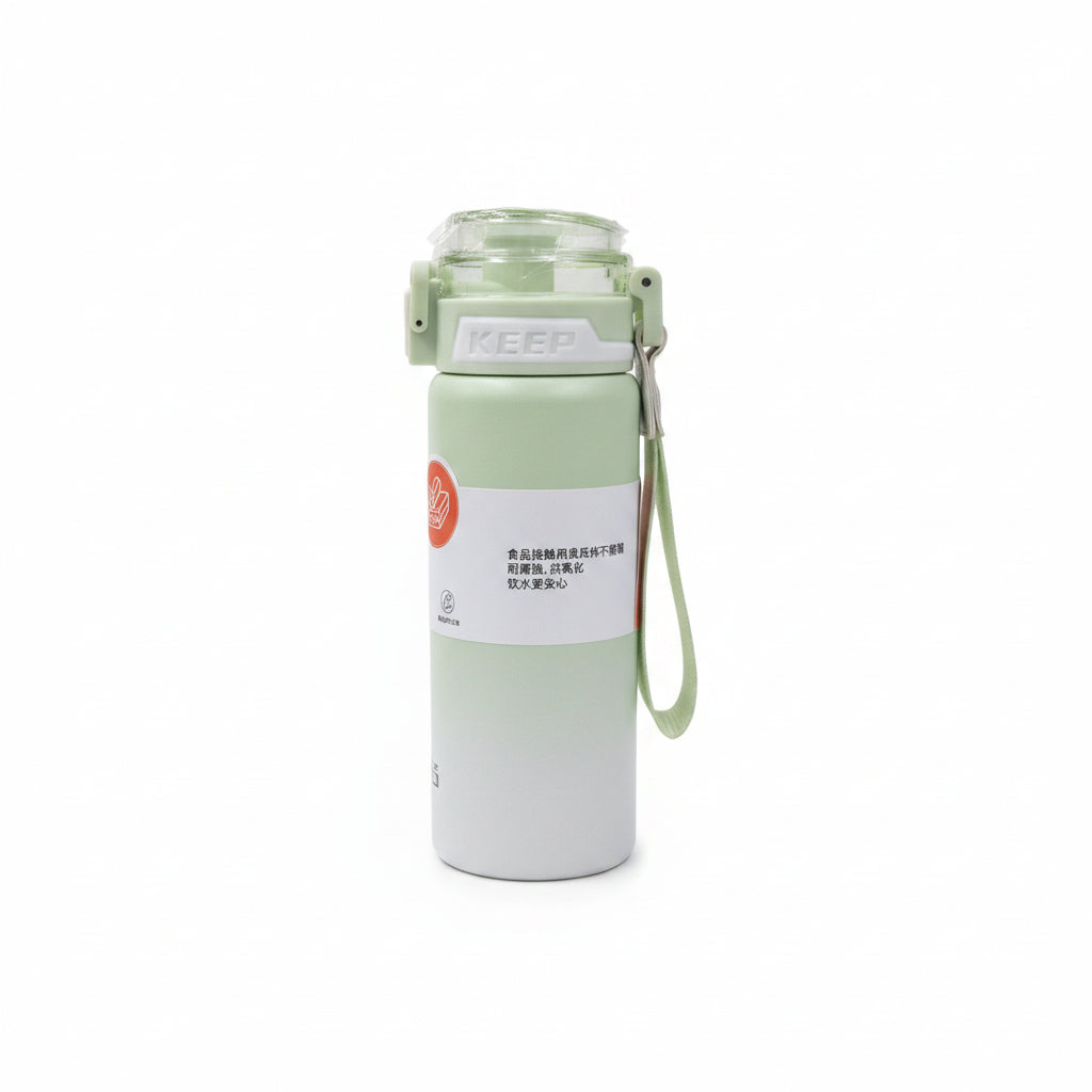 Coolis 500ml Insulated Stainless Stee. Water Bottle | Leak-Proof Sports Travel Flask with Flip-Top Locking Lid & Wrist Strap