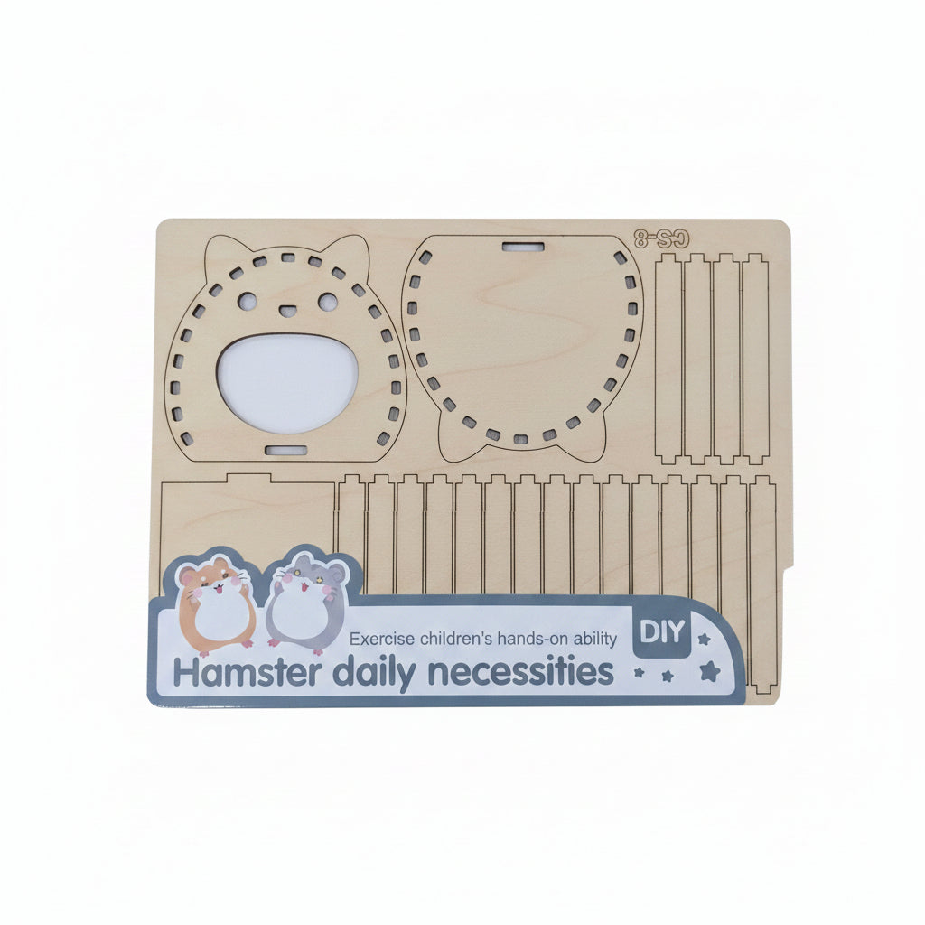 DIY Wooden Hamster Hideout House Kit. 3D Creative Interlocking Assembly Toy & Miniature Small Animal Craft