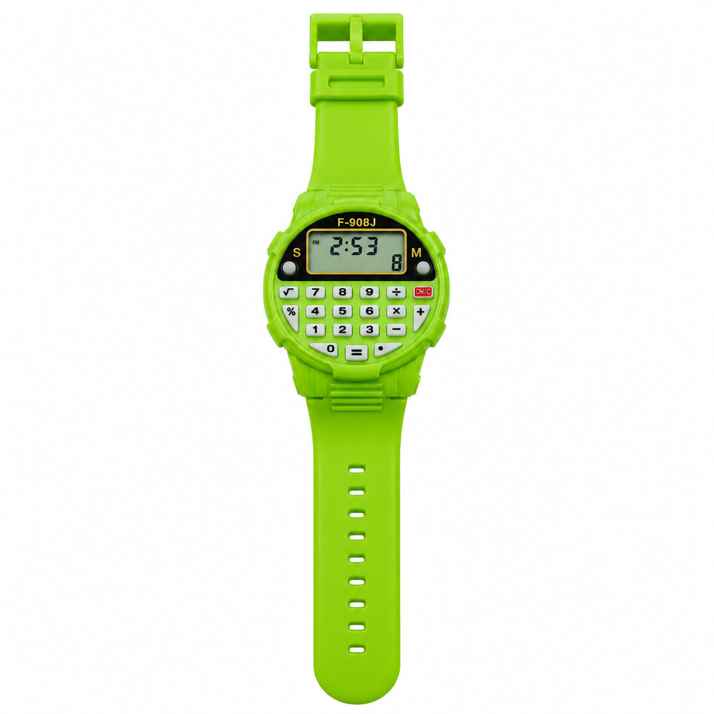 Kids Multifunctional Calculator Watch F-908J – Creative Student Electronic Wristwatch