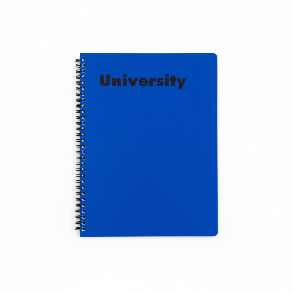 University Cartoon Cover Grid Double Spiral Notebook 144 Pages - square lines