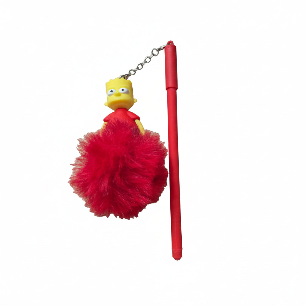Fluffy Pom-Pom Character Pens – Cute Cartoon & Animal Plush Pendant Ballpoint Pens