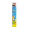 Cartoon Animal 12-Color Pencil Set in Cylindrical Case - Blue