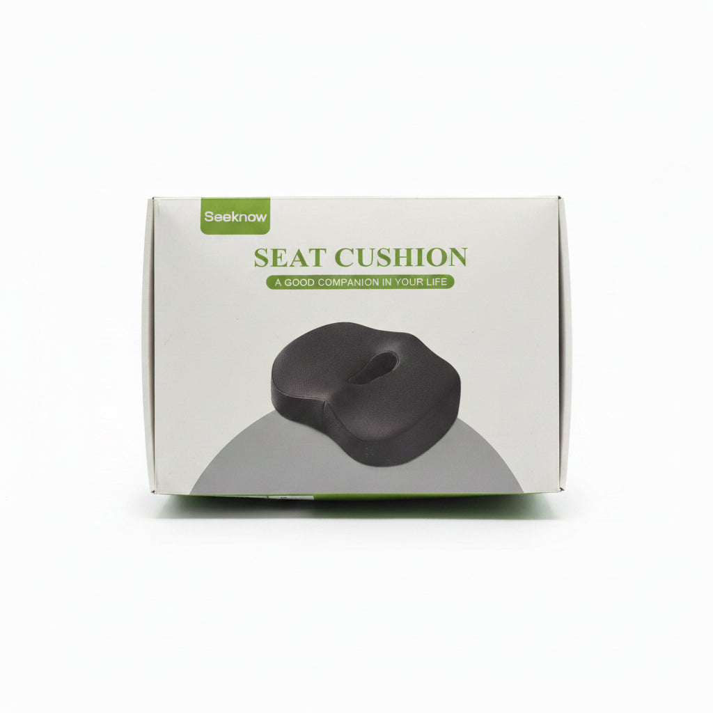 Seeknow Premium Memory Foam Ergonomic Seat Cushion – Orthopedic Tailbone Relief Pad for Office Chairs, Car Seats, and Long-Distance Driving