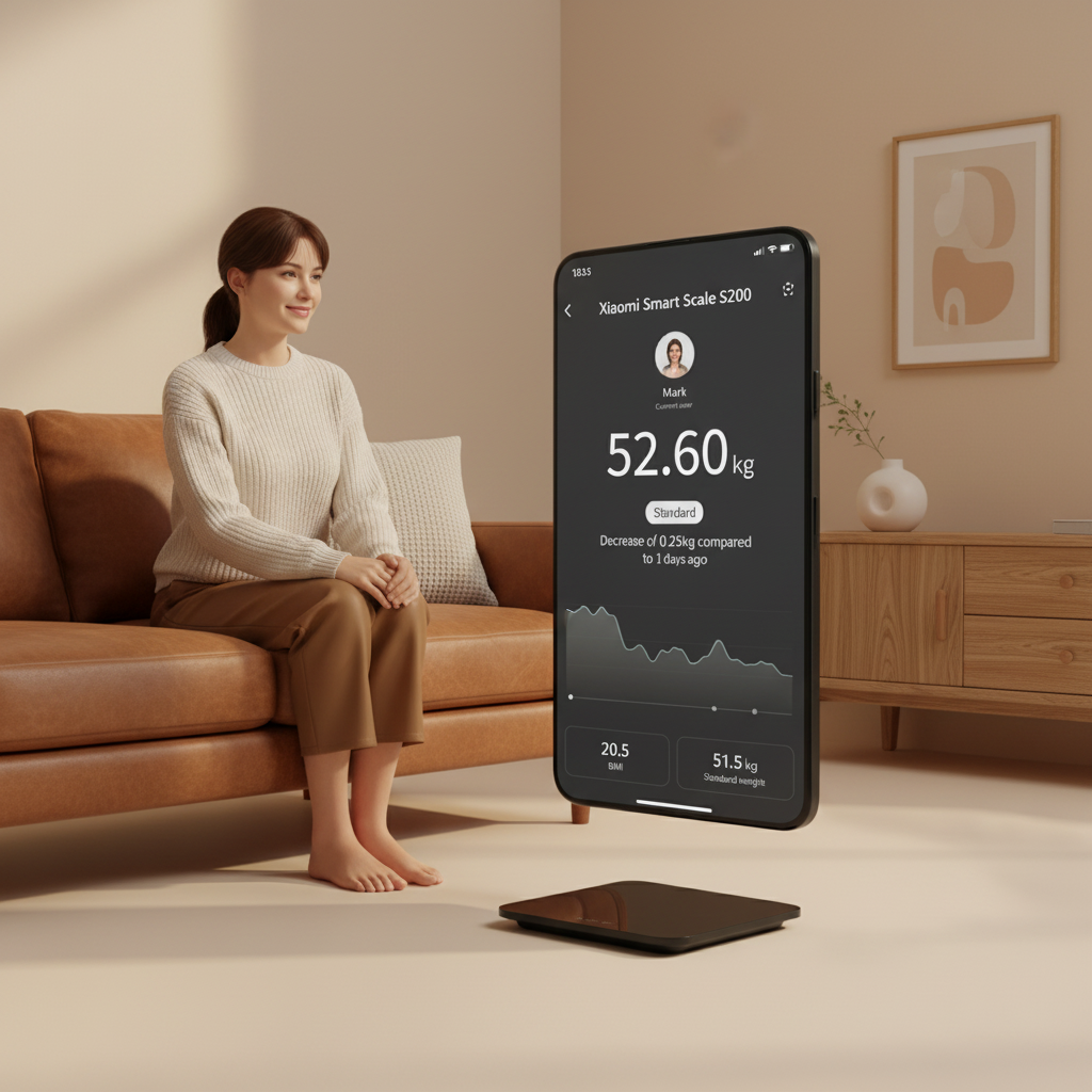 Xiaomi Smart Scale S200 - High-Precision Bluetooth Electronic Body Weight Scale, Intelligent Digital Fitness Tracking with App Integration & LED Display