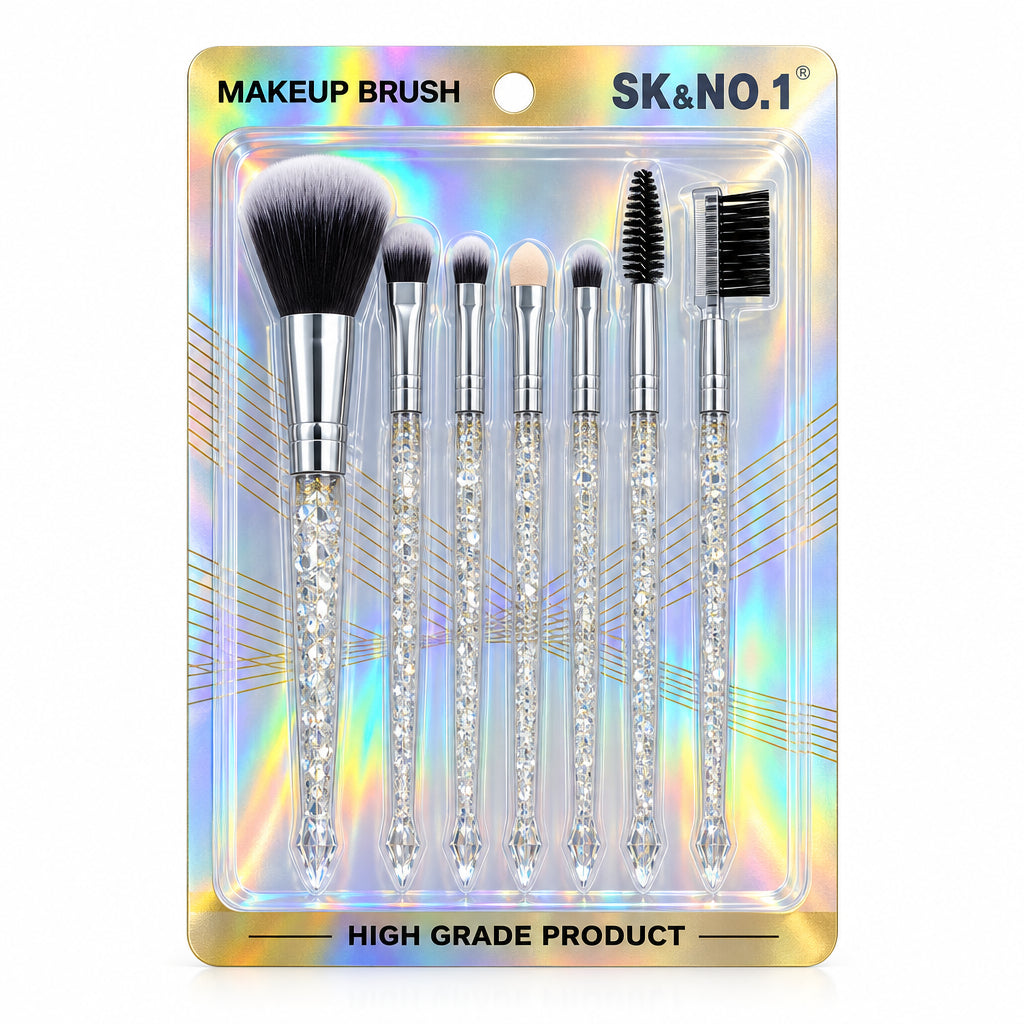 7-Piece Premium Glitter Makeup Brush Set – Sparkling Green Cosmetic Kit