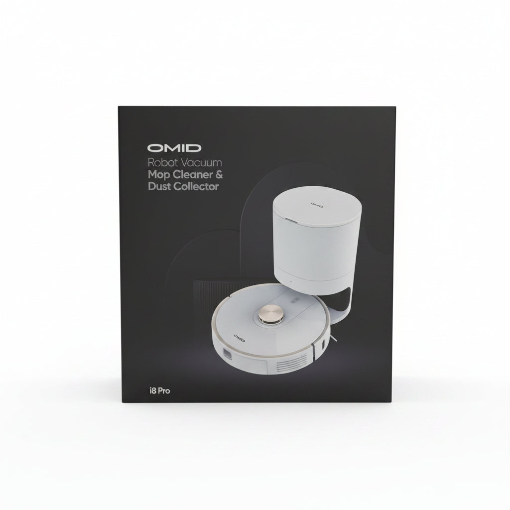 OMID i8 Pro Smart Robot Vacuum & Mop Cleaner - 3-in-1 Automatic Dust Collector Base, LiDAR Navigation Laser Mapping, High-Suction Robotic Sweeper & Wet Mopping