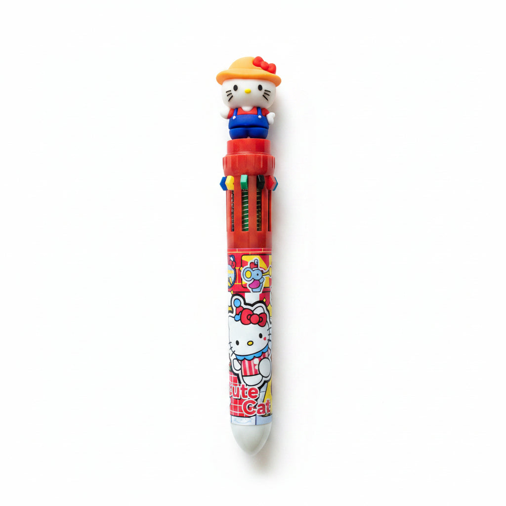 Cute Cat Theme 10-in-1 Multicolor Ballpoint Pen
