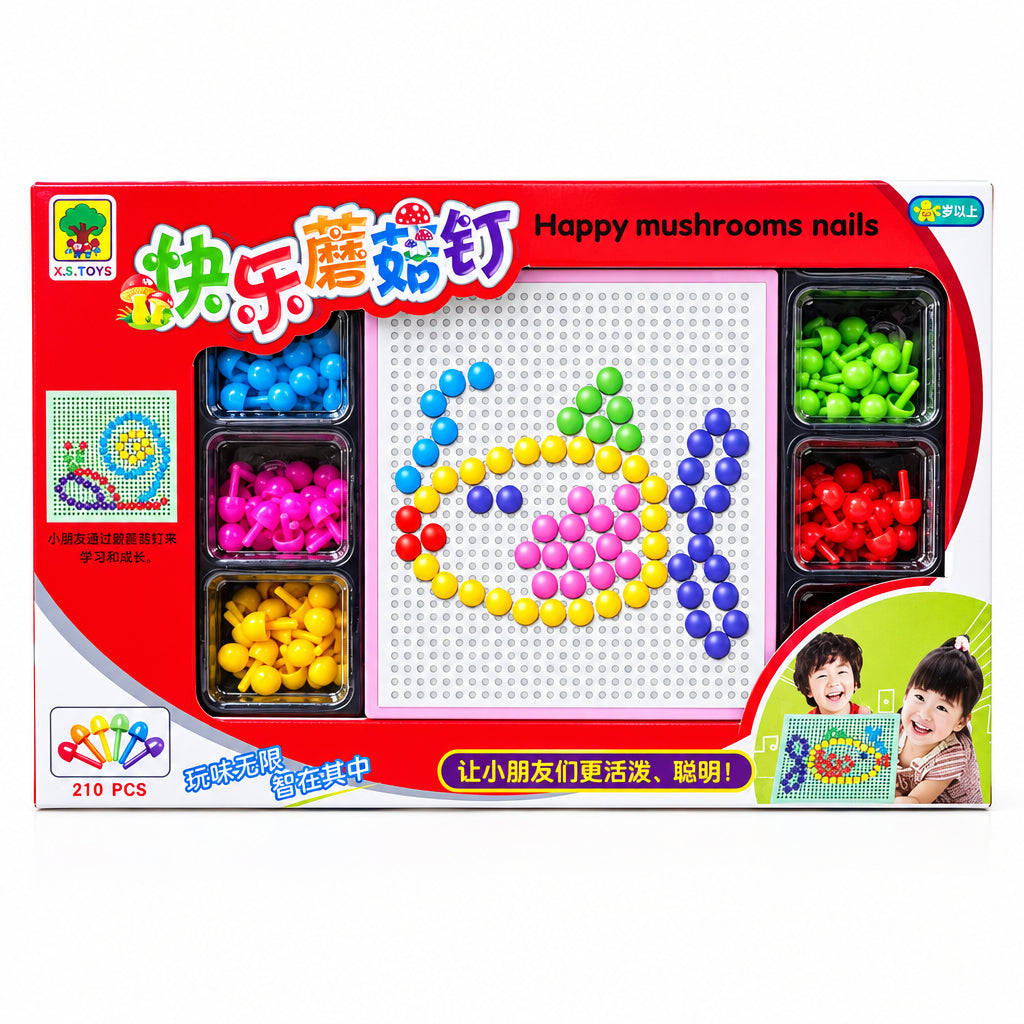 Mushroom Nail Peg Board Puzzle – Educational Creative Mosaic Toy Set