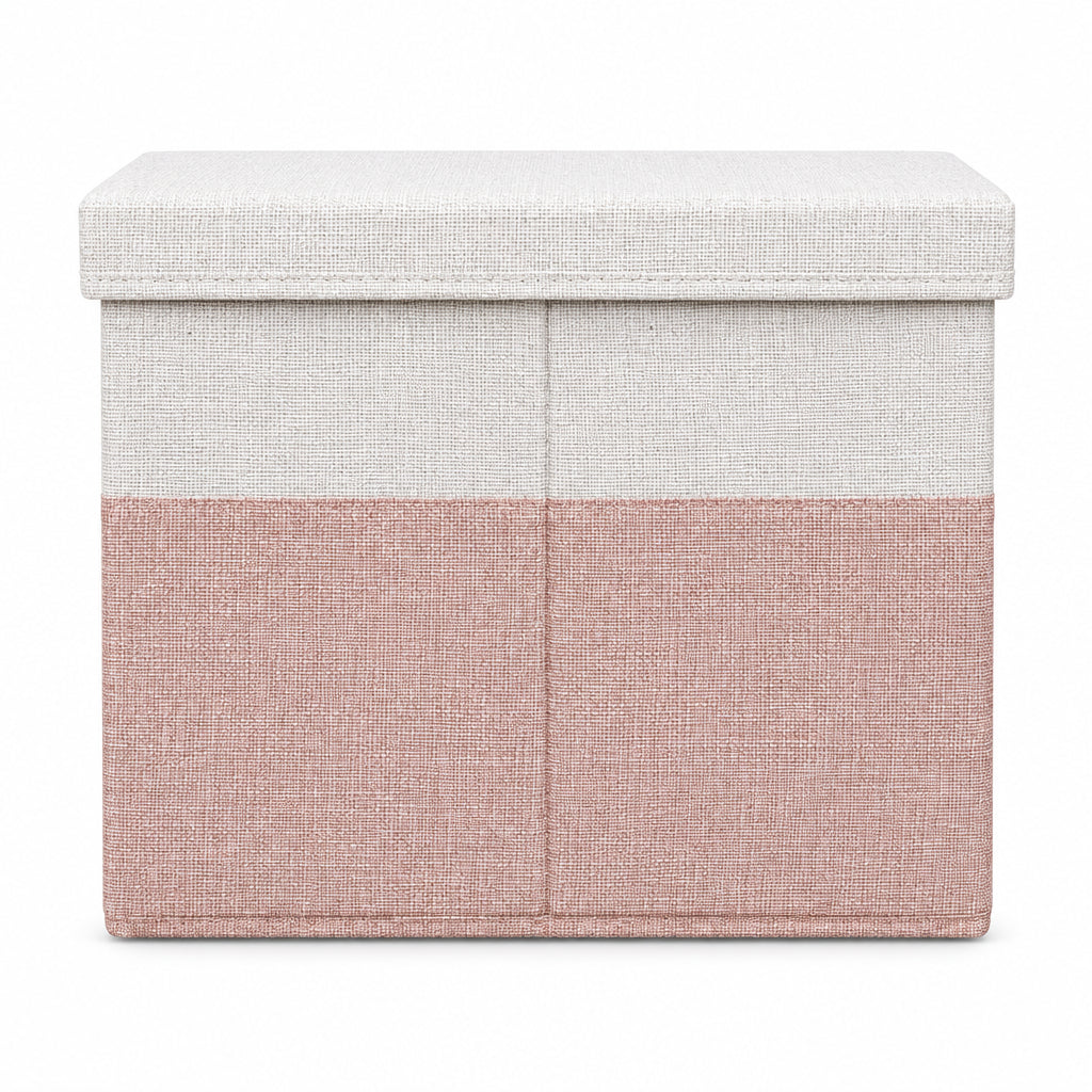 Two-Tone Fabric Storage Box with Lid – 18L Collapsible Organizer Bin