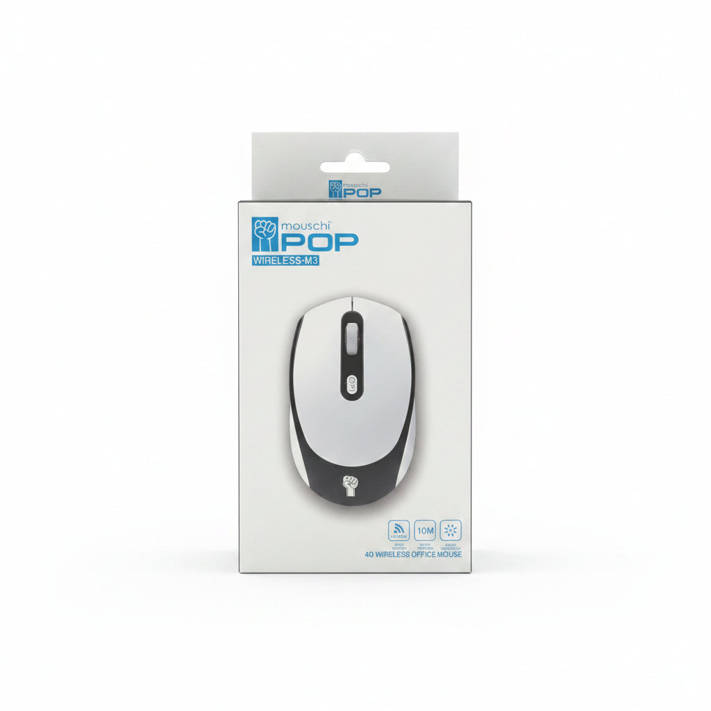 Mouschi POP M3 4D Wireless Office Mouse. 2.4GHz High-Precision Portable Ergonomic Computer Mouse