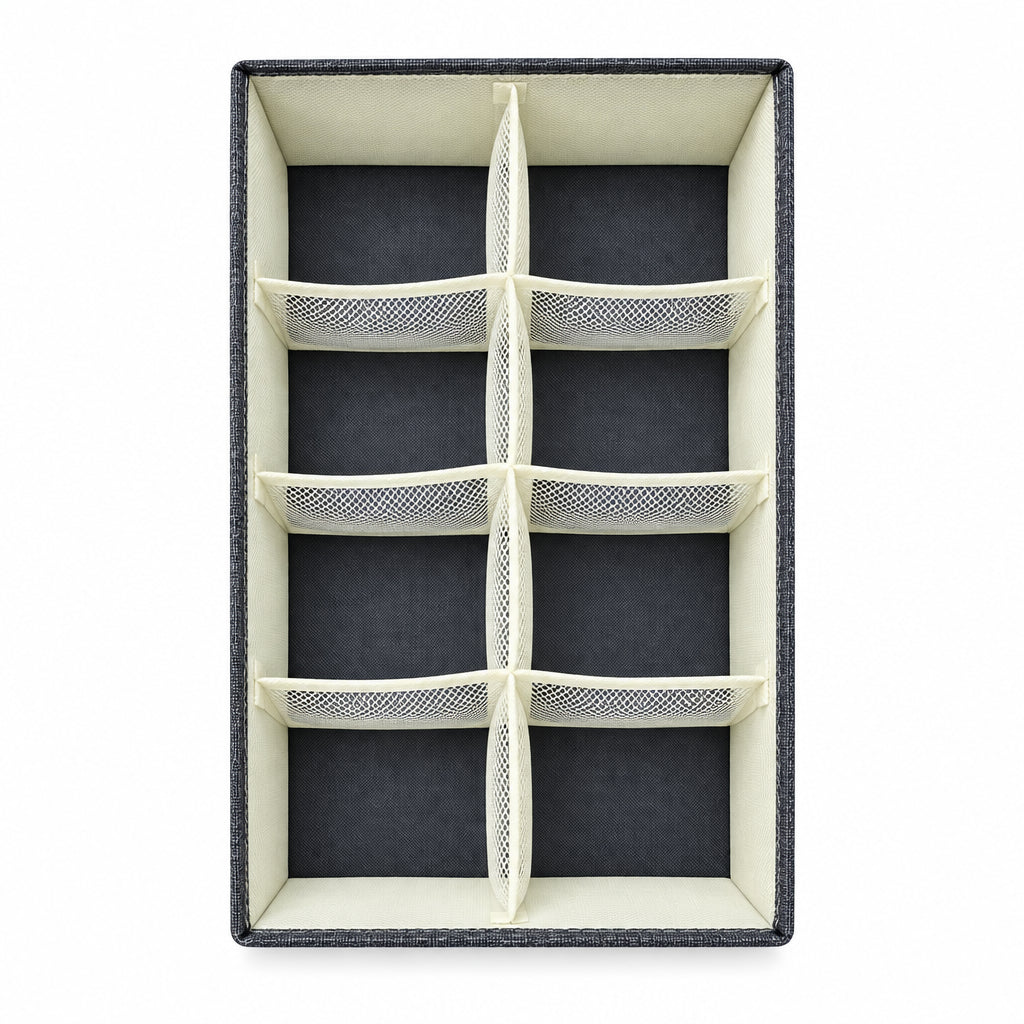 Multi-Compartment Fabric Underwear and Sock Organizer – Dark Gray Drawer Divider Box