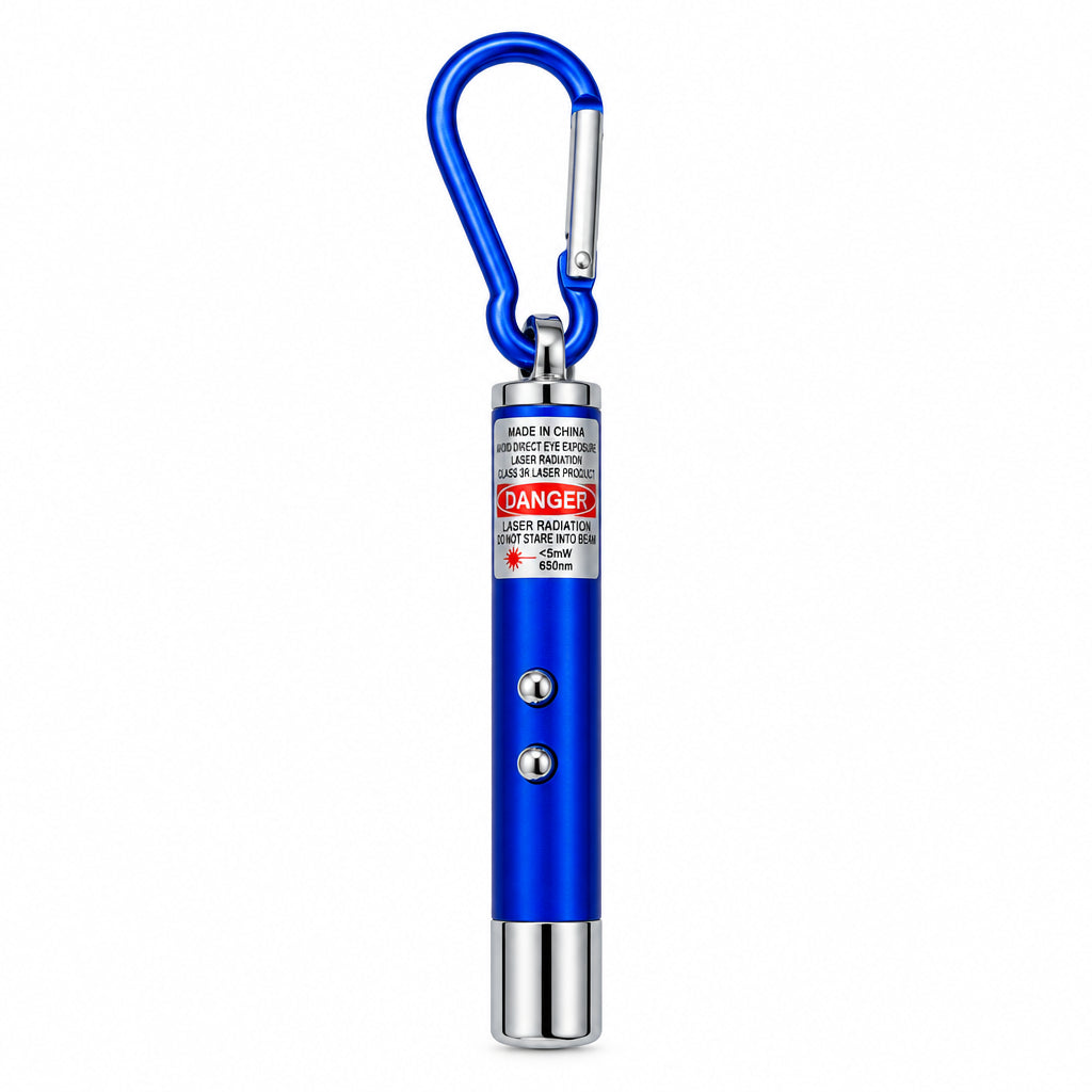 3-in-1 Mini LED Flashlight & Laser Pointer Keychain Pack. Portable Carabiner EDC Light for Camping, Hiking, & Emergency Use