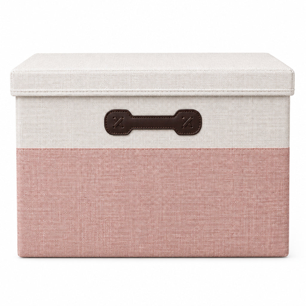 Two-Tone Fabric Storage Box with Lid – 18L Collapsible Organizer Bin