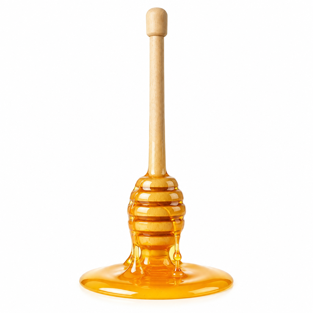 Wooden Honey Dipper Stick – Natural Wood Honeycomb Drizzle Wand