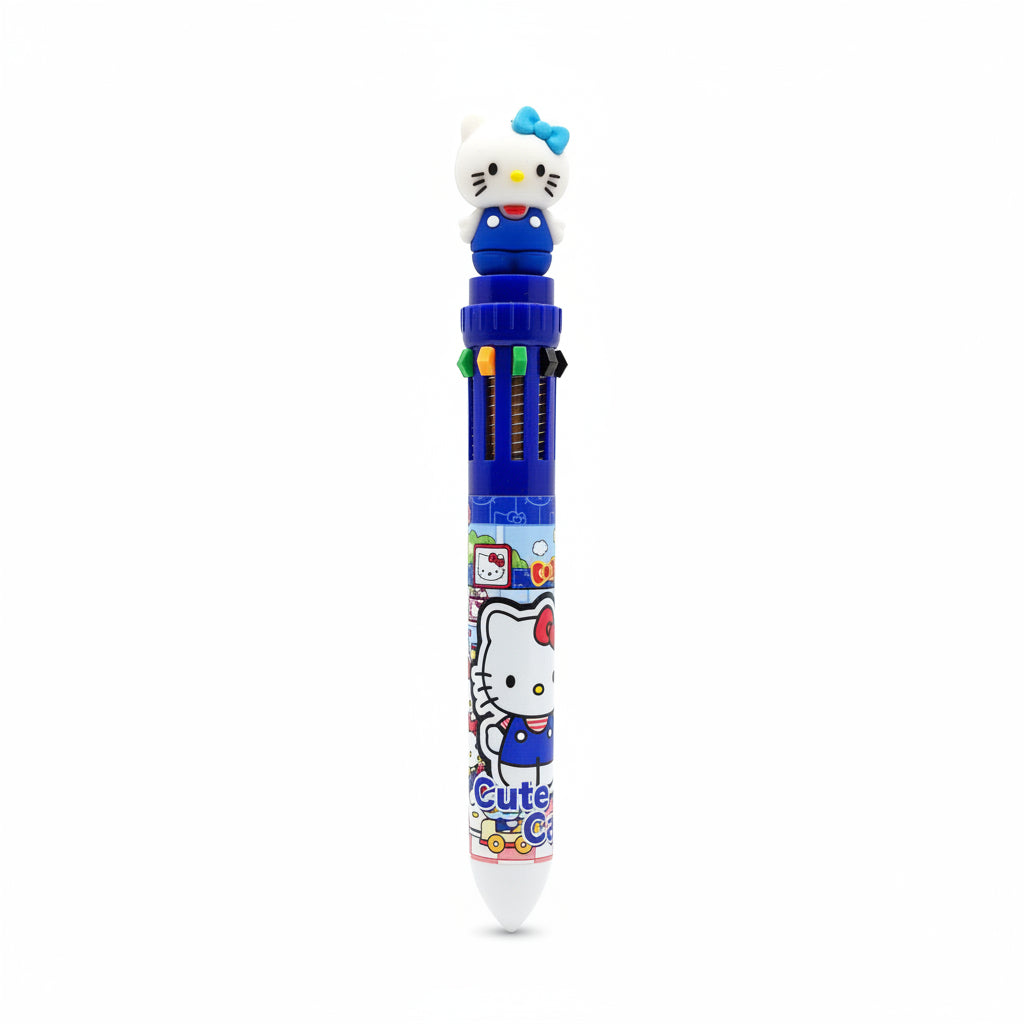 Cute Cat Theme 10-in-1 Multicolor Ballpoint Pen