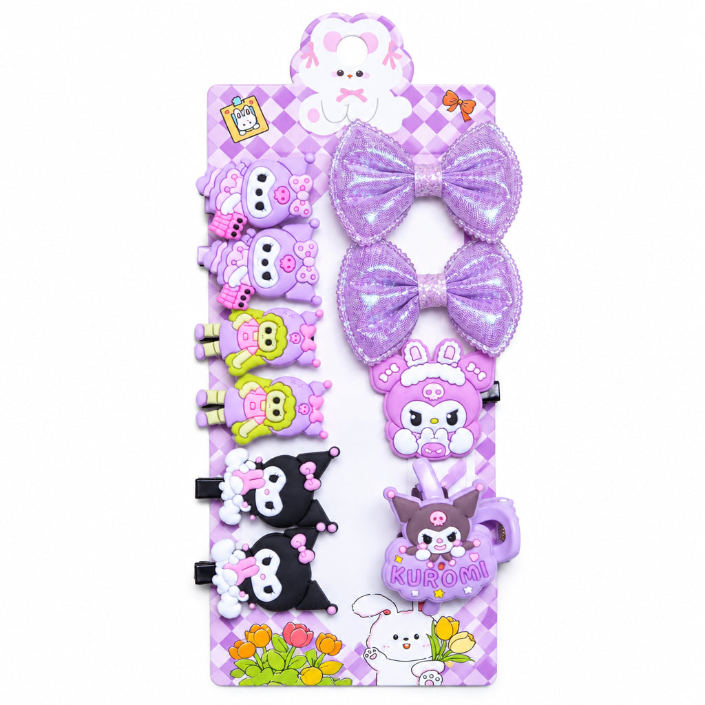 Cute Cartoon Hair Clip Set – Assorted Character Hairpins and Bows