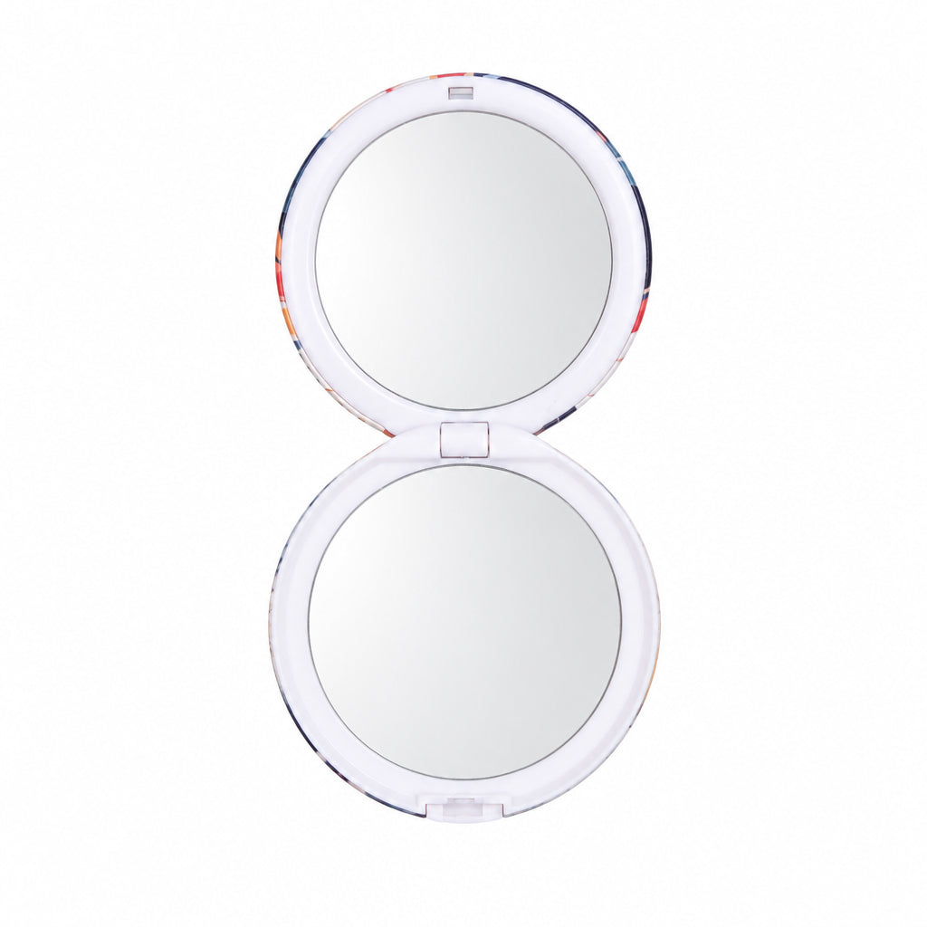 Round Tropical Floral Pocket Mirror Keychain – Compact Portable Makeup Mirror & Handbag Charm