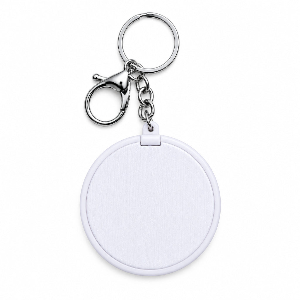 Round Tropical Floral Pocket Mirror Keychain – Compact Portable Makeup Mirror & Handbag Charm