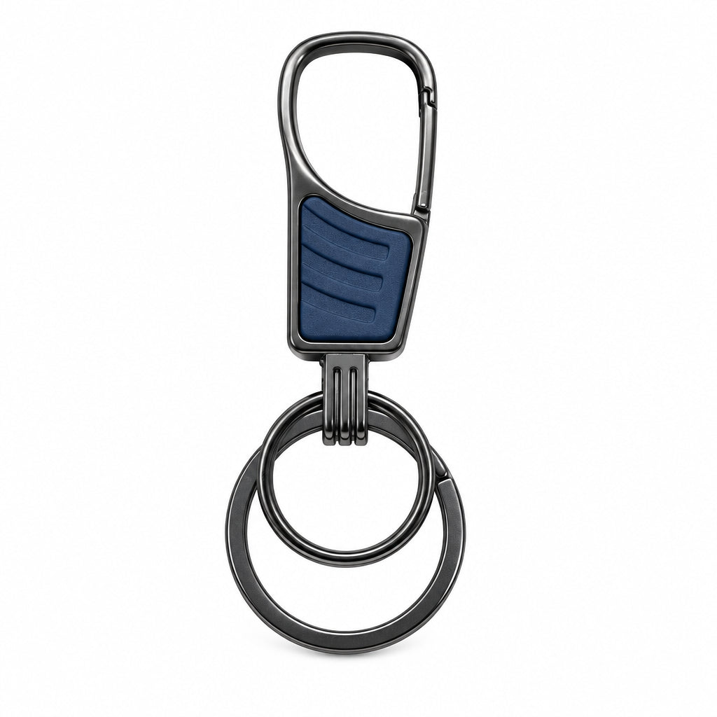 Sleek Metal and Rubber-Accent Car Key Ring Holder – Carabiner Keychain