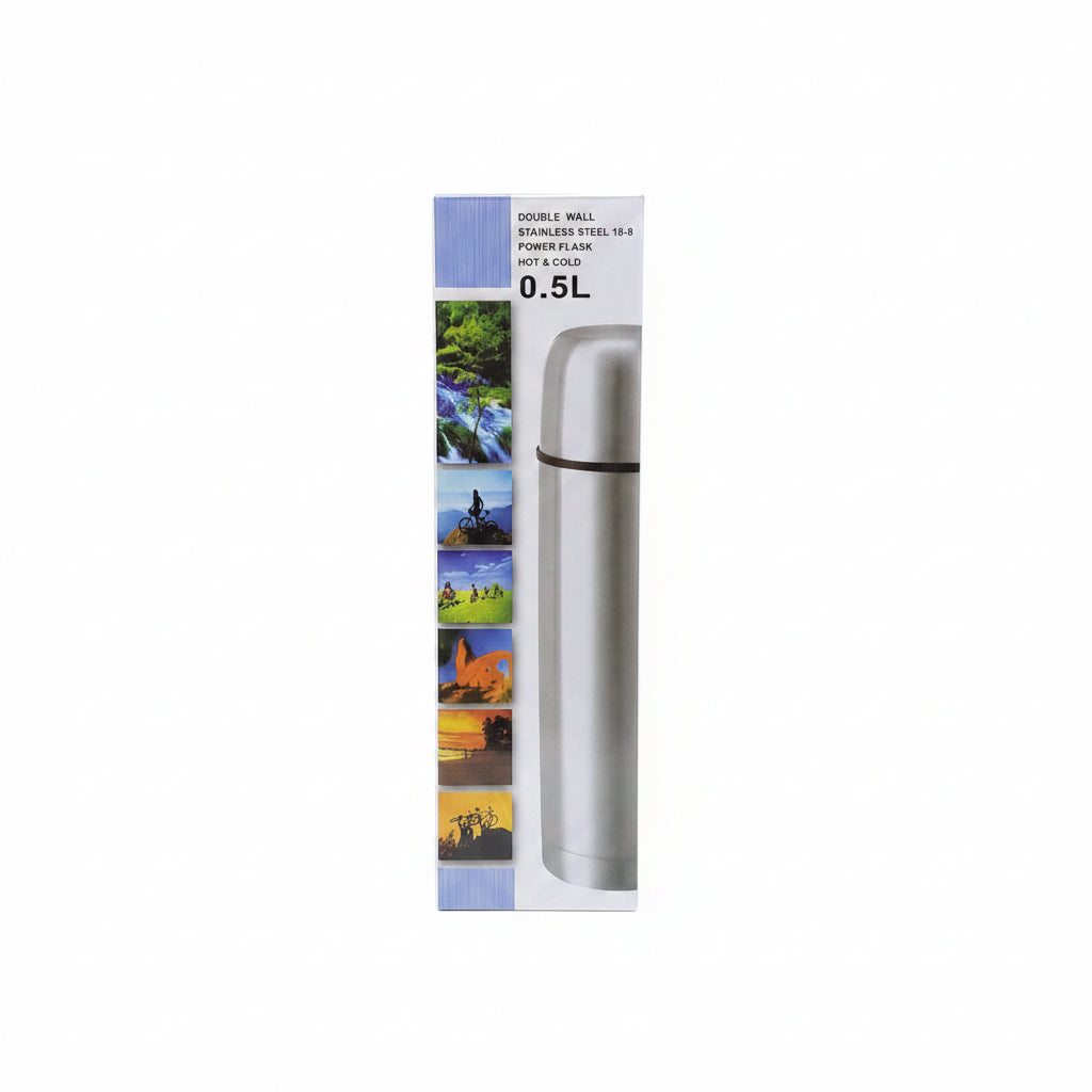 0.5L Double-Wall Stainless Steel Vacuum Power Flask – Hot and Cold Insulated Thermos
