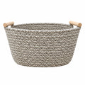 Woven Cotton Rope Storage Basket – Assorted Colors with Wooden Handles