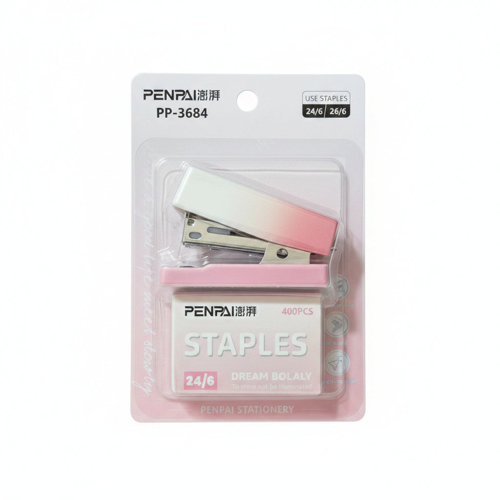 PENPAI PP-3684 Mini Stapler Set with Staples – Pink Gradient